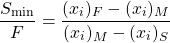 \begin{displaymath} \frac{S_{\rm min}}{F}=\frac{(x_i)_F-(x_i)_M}{(x_i)_M-(x_i)_S} \end{displaymath}
