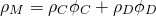\begin{equation*} {\rho}_M={\rho}_C{\phi}_C+{\rho}_D{\phi}_D \end{equation*}