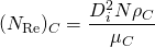 \begin{equation*} (N_{\rm Re})_C=\frac{D_i^2N{\rho}_C}{{\mu}_C} \end{equation*}