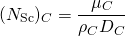 \begin{equation*} (N_{\rm Sc})_C=\frac{{\mu}_C}{{\rho}_CD_C} \end{equation*}