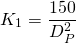 \begin{displaymath} K_1=\frac{150}{D_P^2} \end{displaymath}