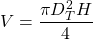 \begin{displaymath} V = \frac{{\pi}D_T^2H}{4} \end{displaymath}