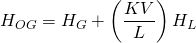 \begin{equation*} H_{OG}=H_G+\left(\frac{KV}{L}\right)H_L \end{equation*}