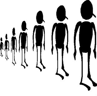 A cartoon of people of different heights to illustrate a population.