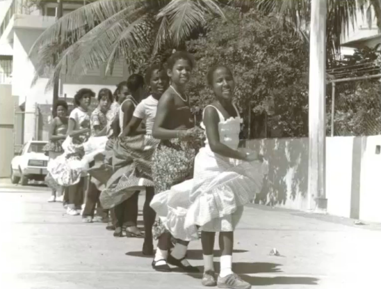 A group of children in line