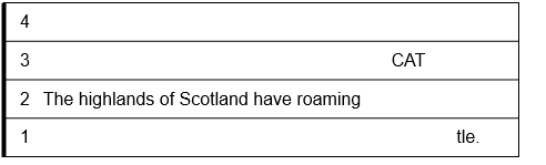 The sentence has been placed along musical bars to denote pitch. The "cat" in "cattle" is emphasized.