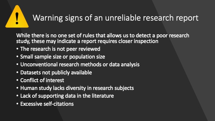 warning signs of an unreliable research report