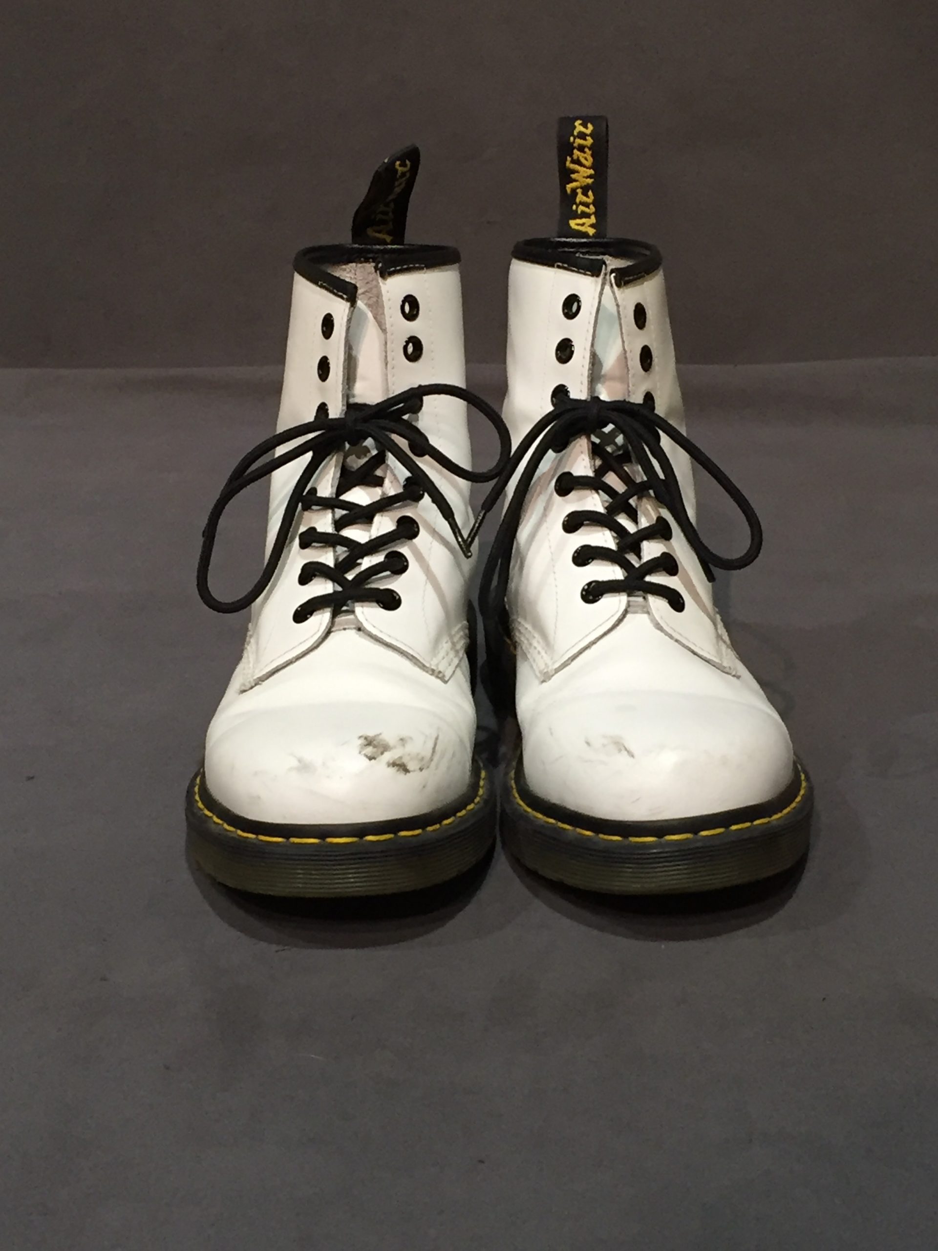 White lace-up Dr. Marten's combat boots