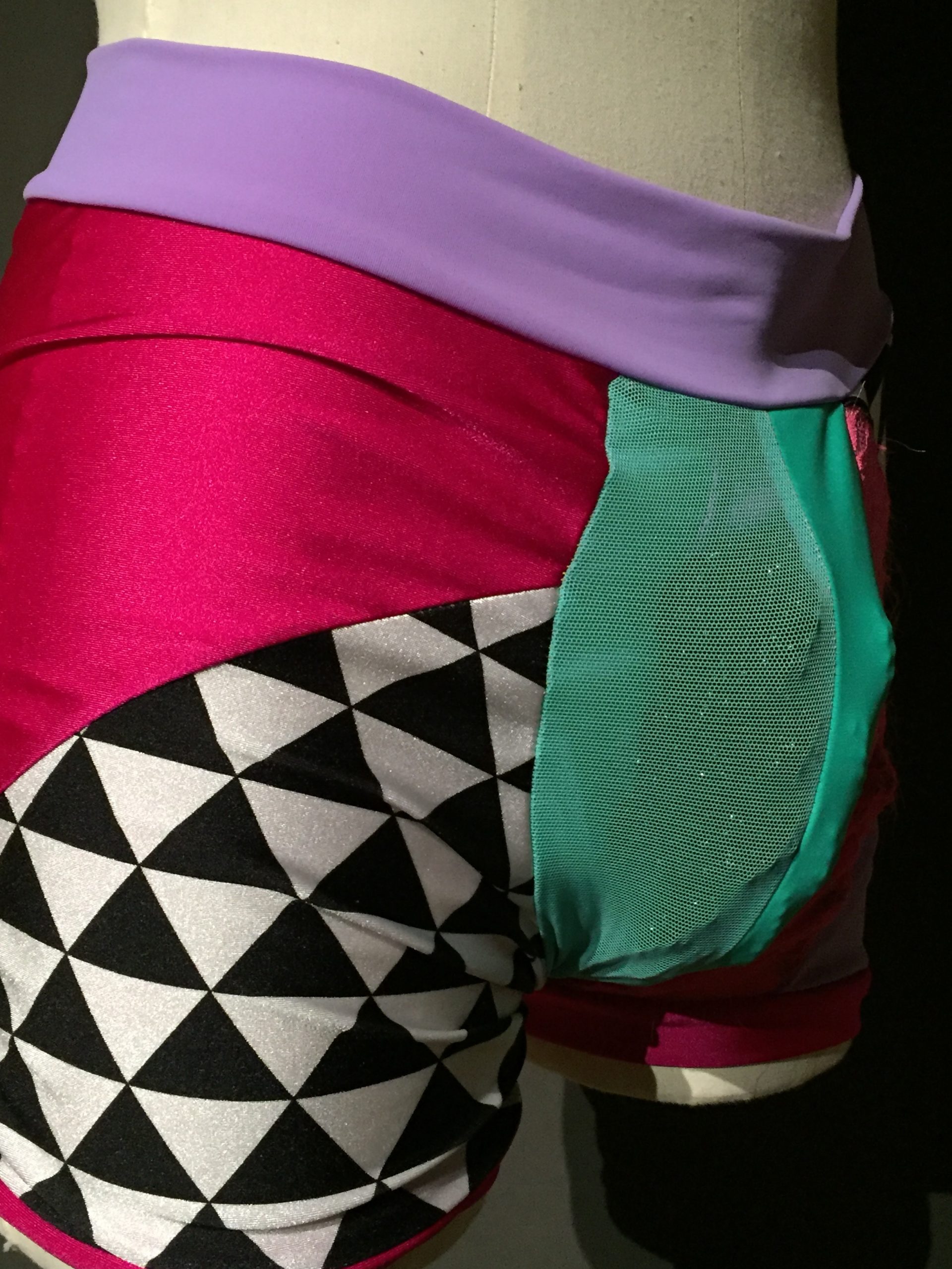 Close-up of 1980s-inspired multi colored lingerie packing underwear