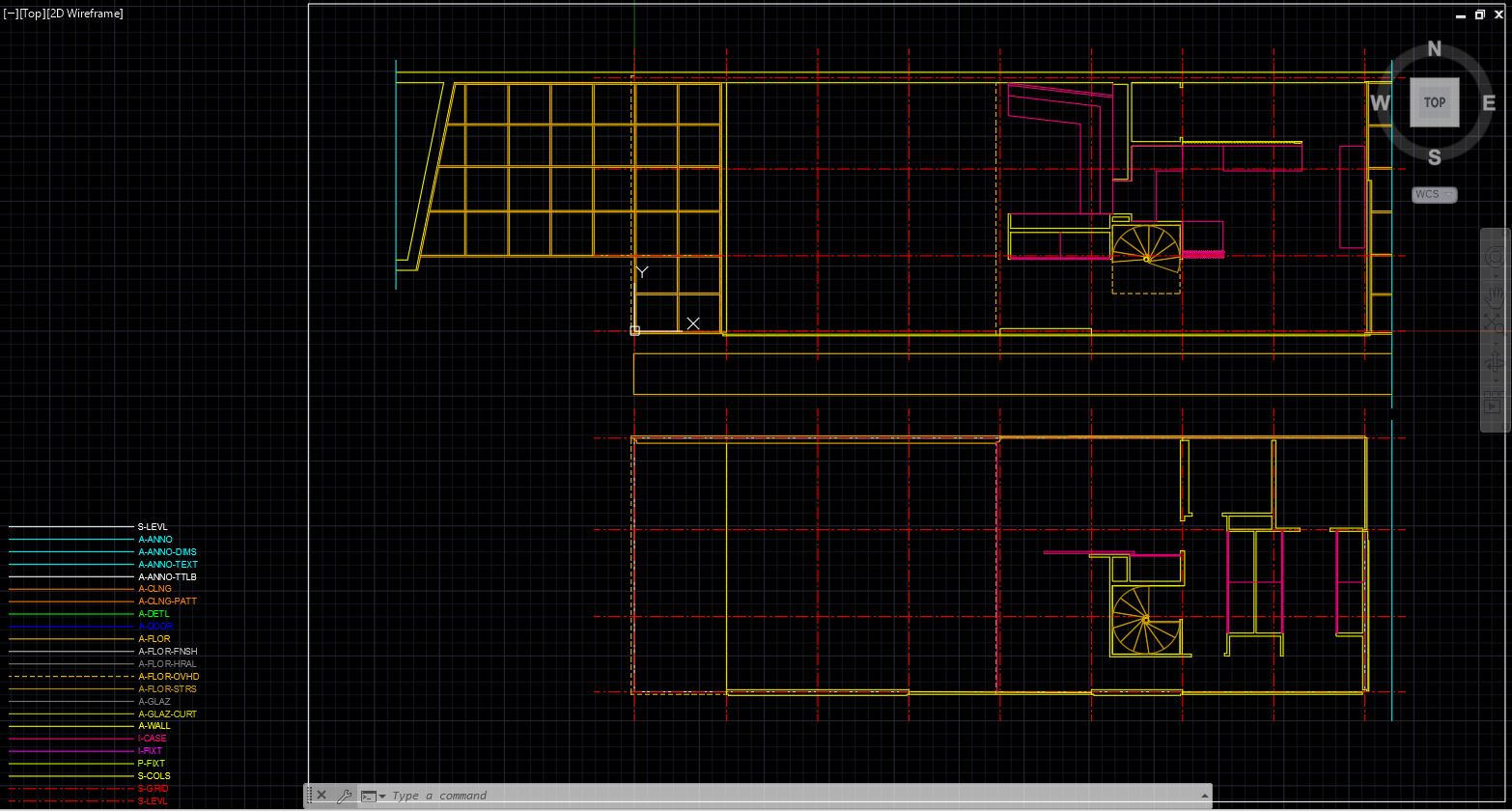 It is the expected result of the end of this chapter. This screen-captured image indicates the first and second floor walls and millworks of the Eames house.