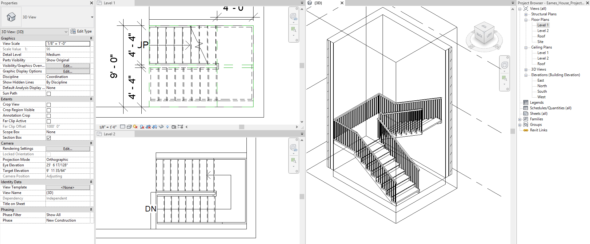 It shows the two run stair.