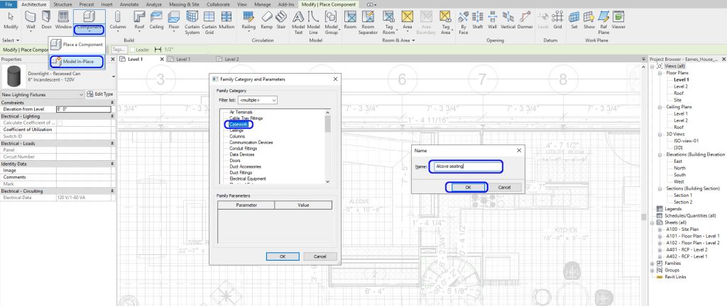 Chapter 15. Add/edit model-in-place components & edit family ...