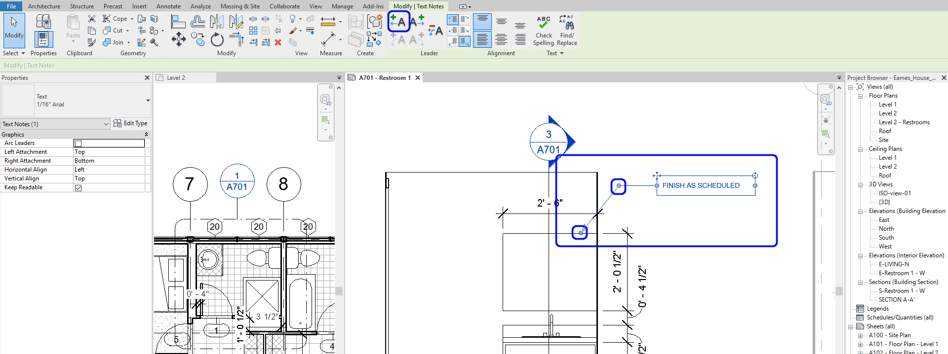 Add text, arrows, lines, areas on the 2D plan