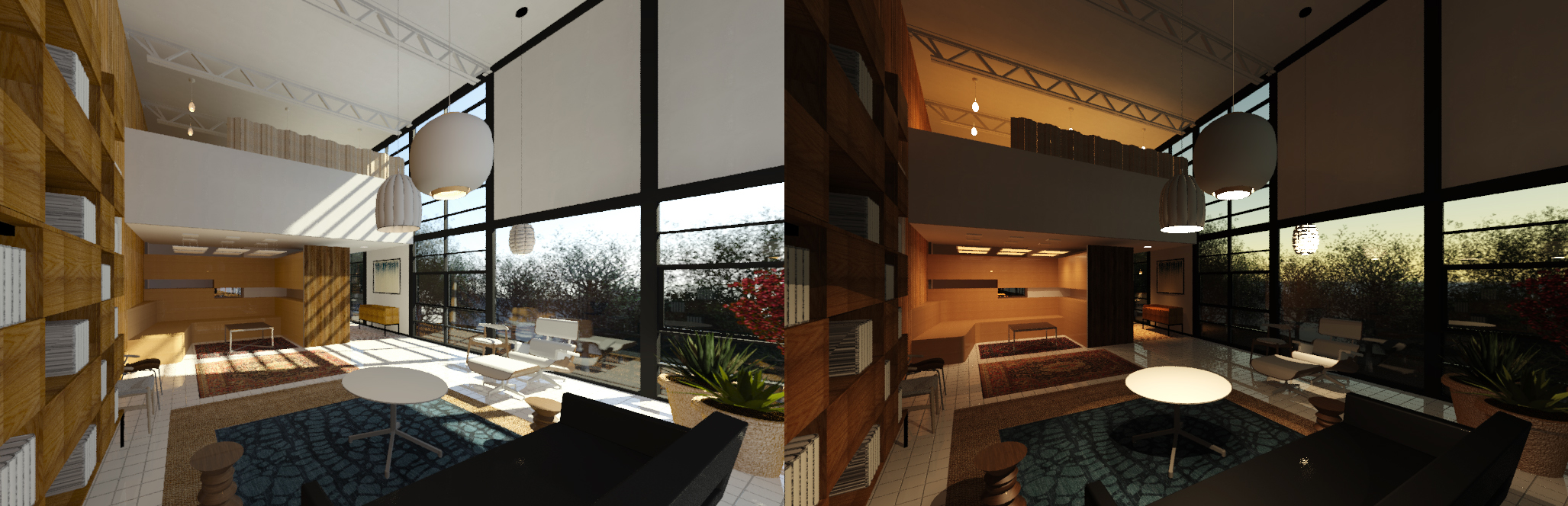 It shows the session highlight presenting the rendered daytime perspective view and the rendered nighttime perspective view. This is the expected result at the end of this lecture.