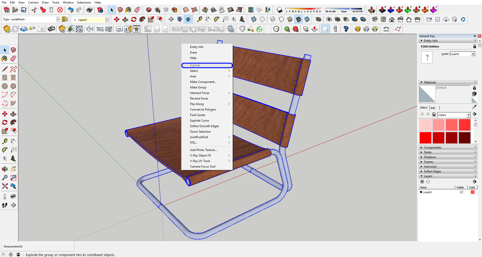 It indicates how to explode the Sketchup model