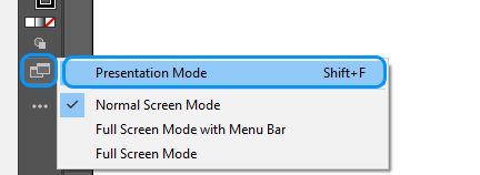 Screen captured image that show how to change the display modes in illustrator.