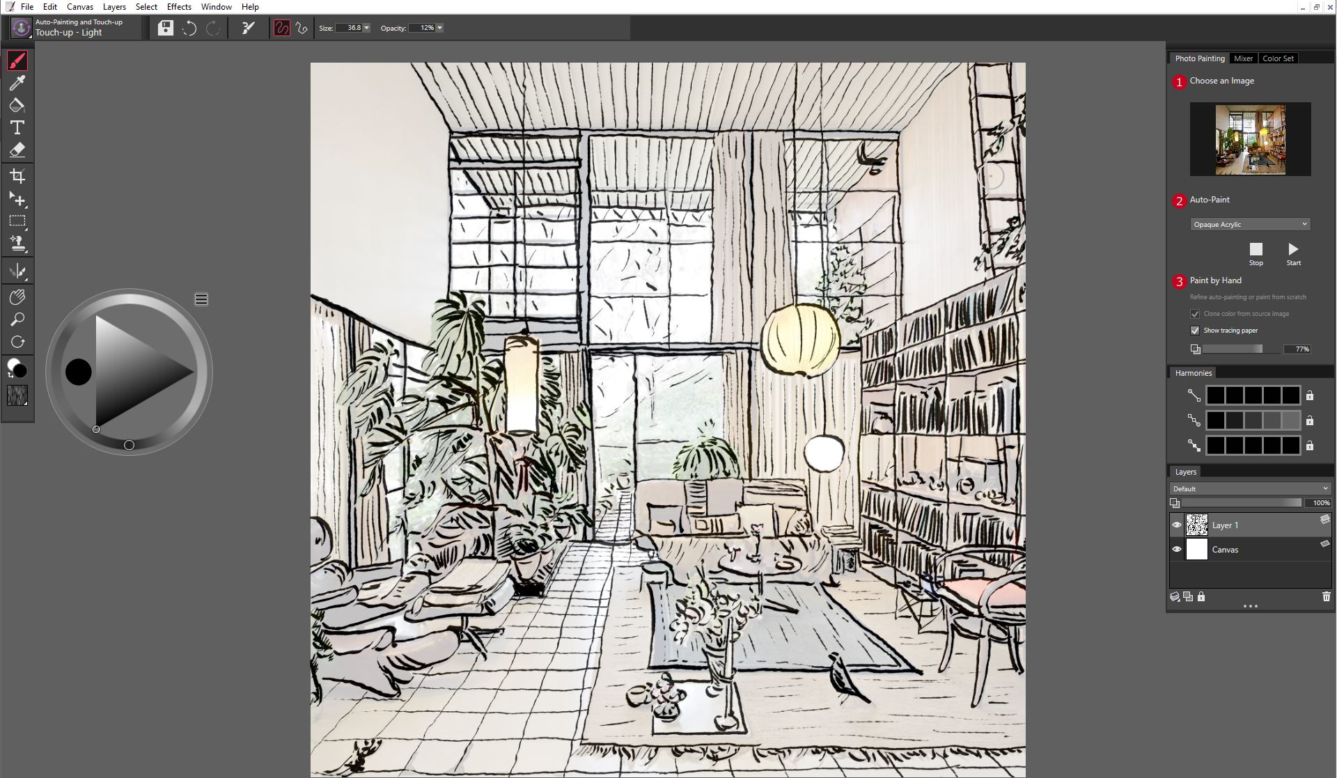 It is the final expected result after this lecture. The image shows traced outlines of the Eames house photo.