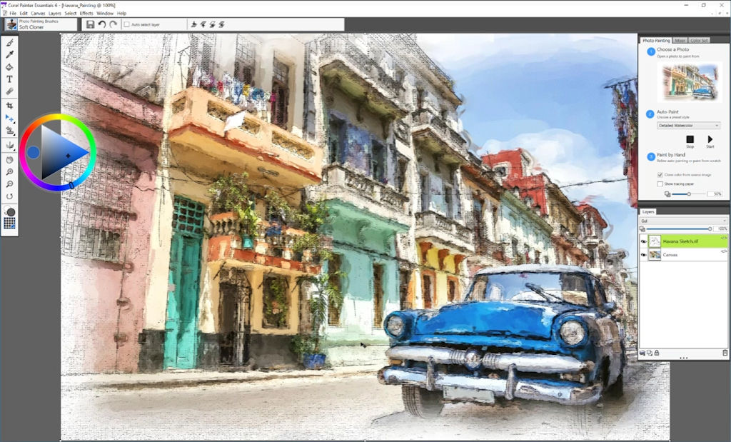 It shows an example image of AI paining that the application provides.