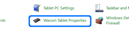 It shows Wacom Tablet Properties in the Control panel.