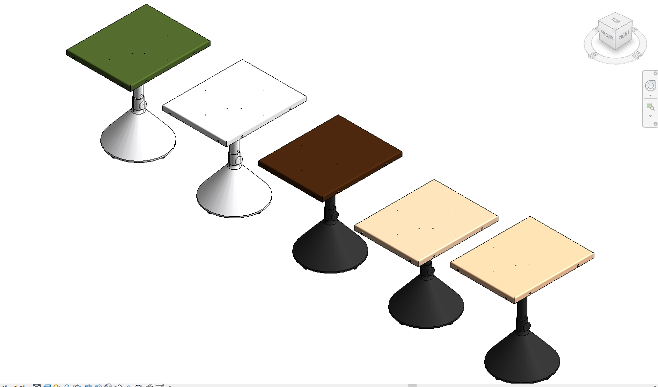 It shows an example of revit family with different parameter options.