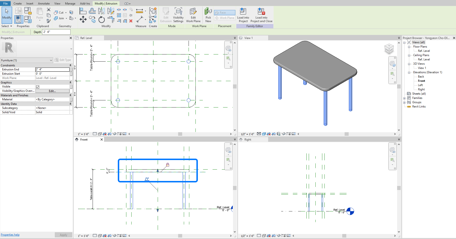 It indicates how to add table legs with parameters.