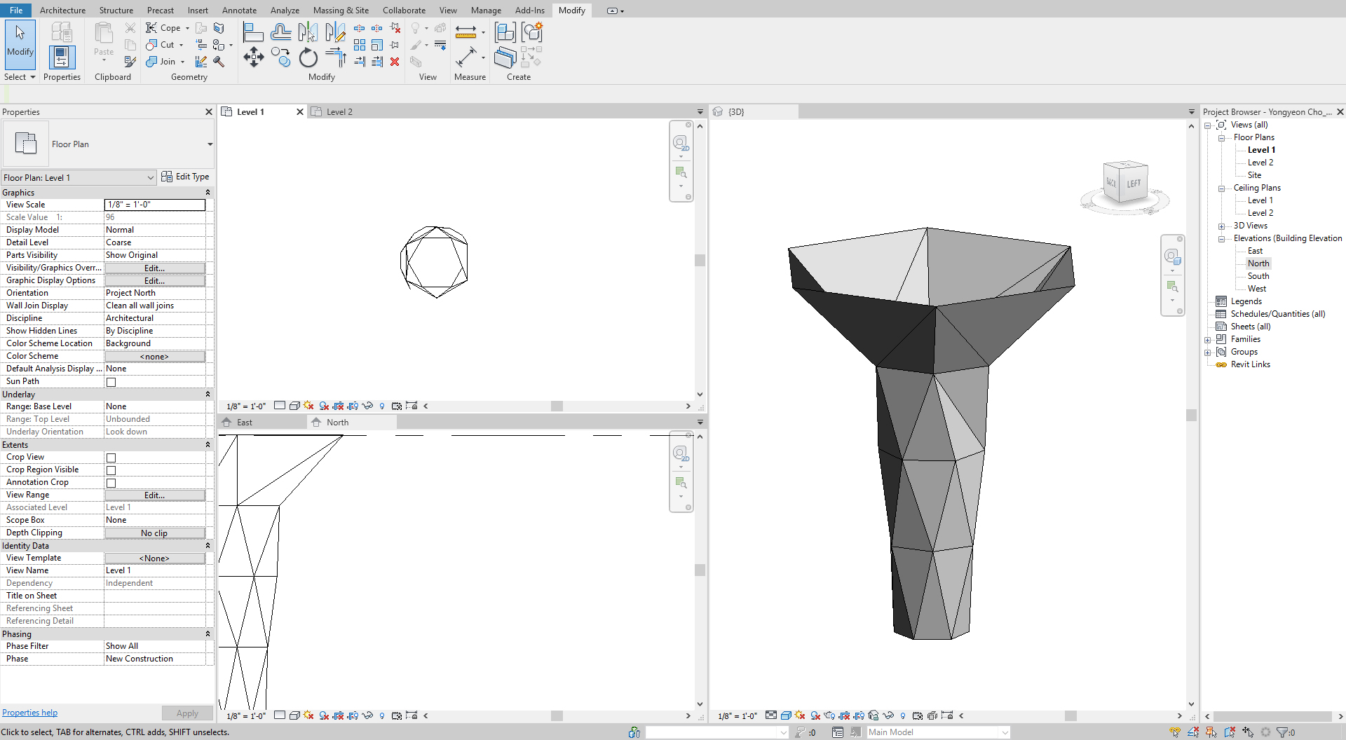 It indicates how to create a column using the triangle surface component.
