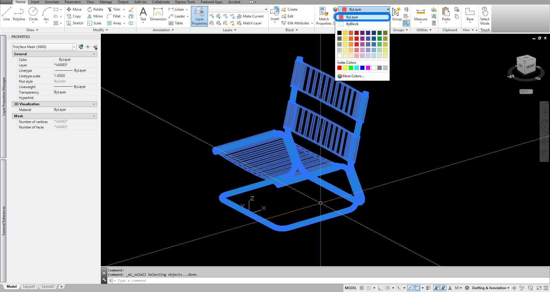 It indicates how to adjust the layer color setting for defining materials in Revit.