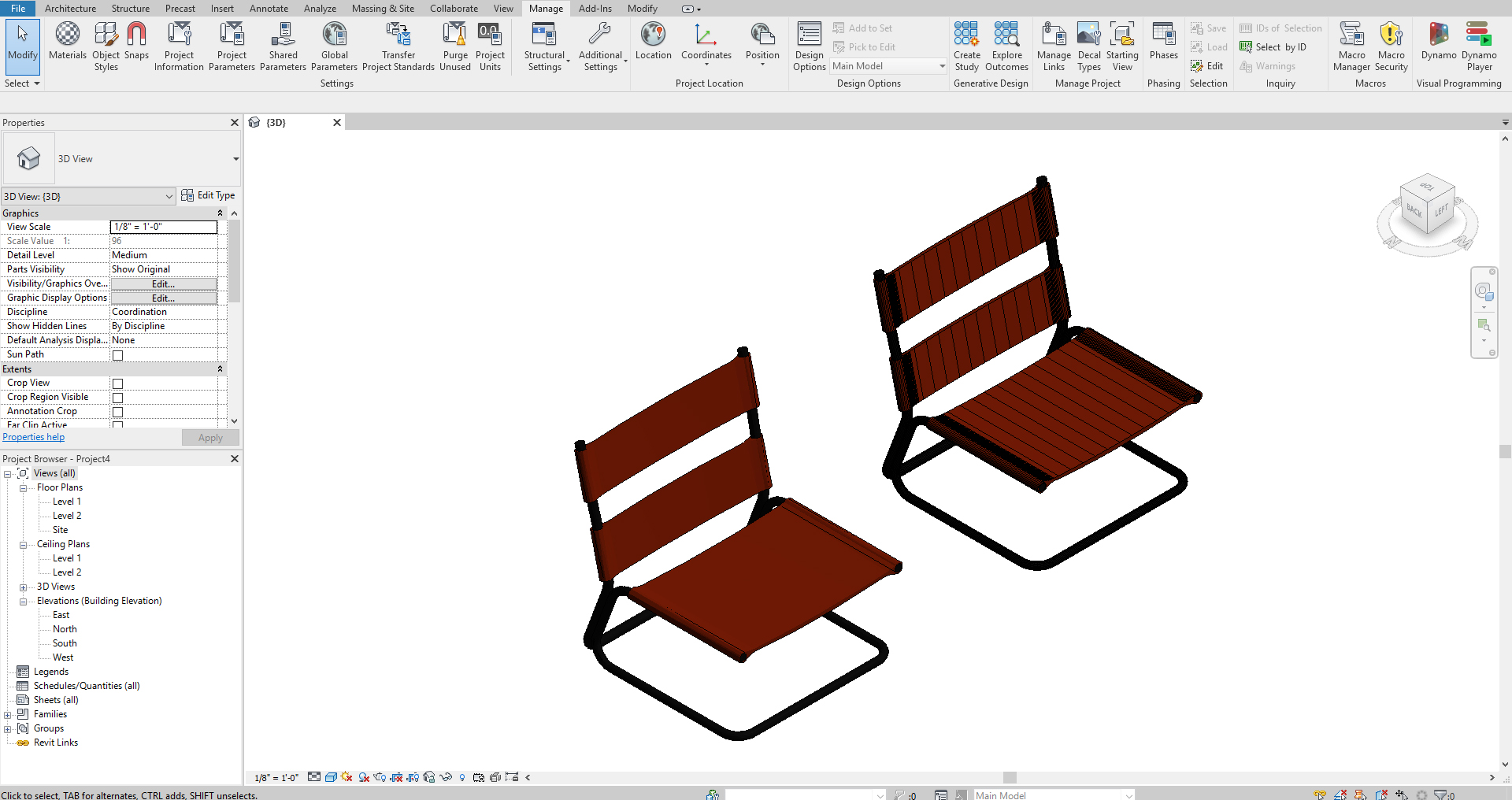 It indicates the two imported chairs with 3Ds Max setting and without the setting.