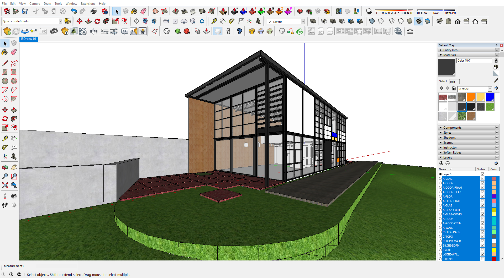 It demonstrates the result of applying materials and set an exterior view for rendering.