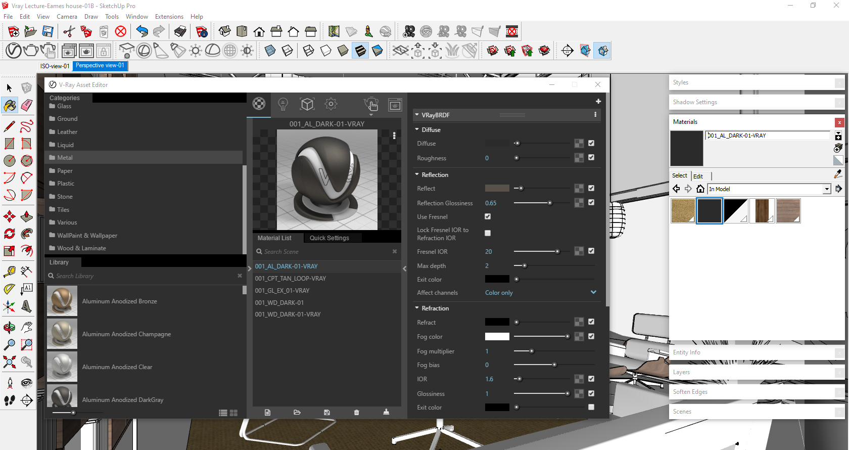 It indicates how to edit a V-Ray material based on a SketchUp material.