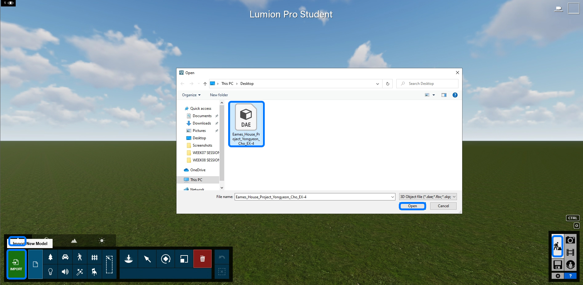 It indicates how to import DAE file in Lumion.