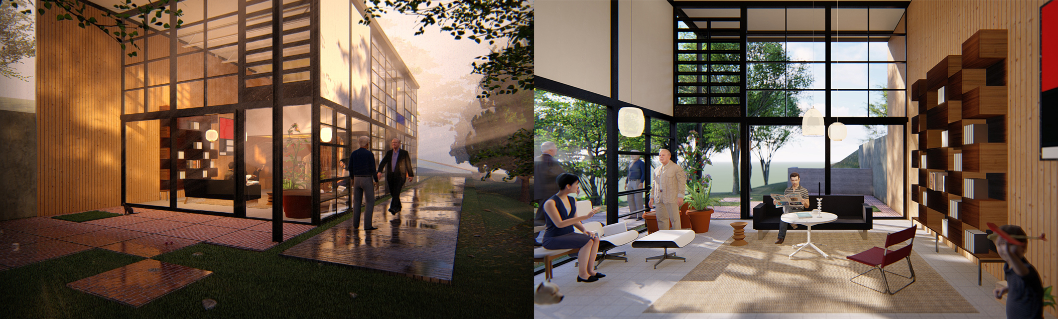 It is the final expected result at the end of this lecture. Rendered image on the left side is an exterior rendering and the right side is an interior renderings.