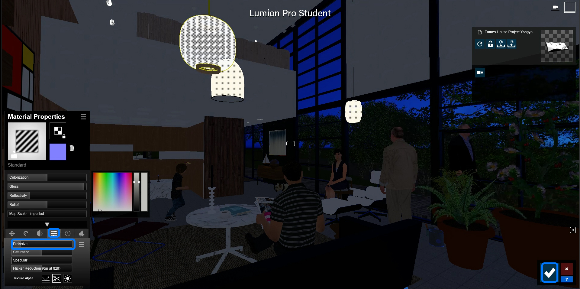 It indicates how to add self-illuminated material for lighting fixtures.
