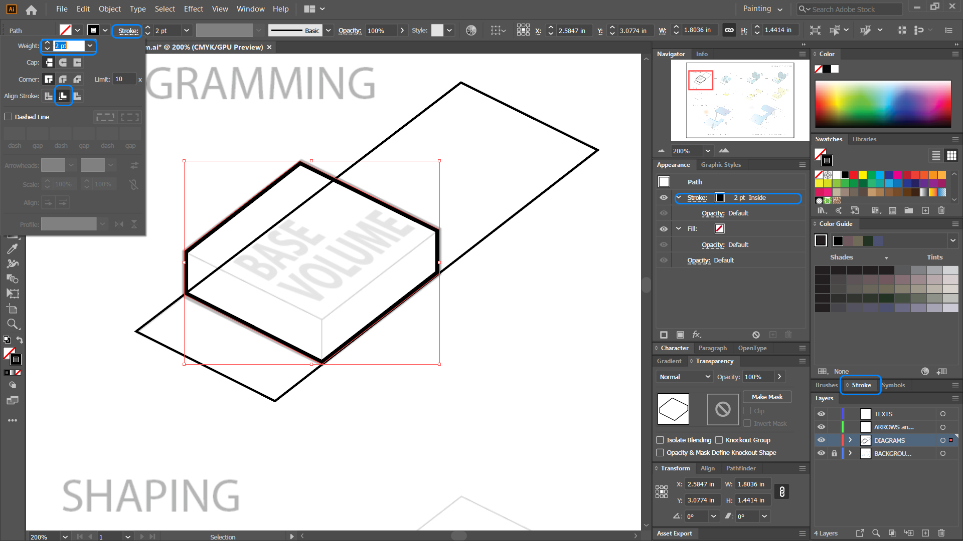 It indicates how to use the pen tool to draw the building outline.