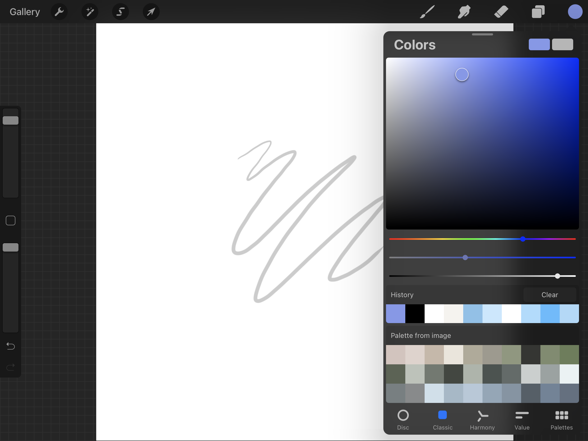 It shows the color palette of the application.