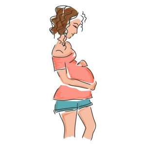 Stylized image of cartoon woman pregnant