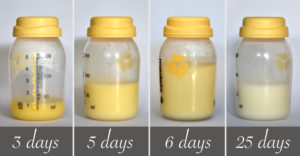 Breastmilk changes in composition with a newborn’s development and needs.