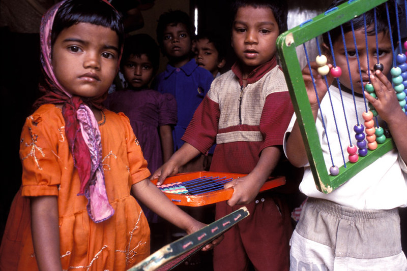 Photo of impoverished children at a school in India