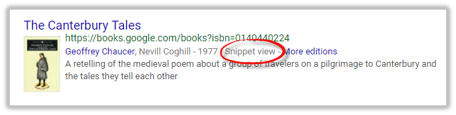 Google Scholar's snippet option