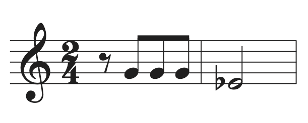 The 2 bar motive from the opening of Beethoven's Symphony number 5.