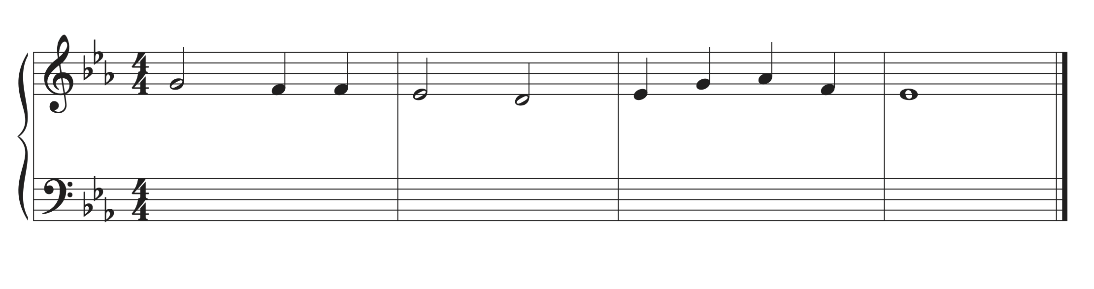 A four-bar melodic example in E-flat major with notes G4, F4, E-flat 4, D4, E-flat 4, G4, A-flat 4, F4 and E-flat 4.