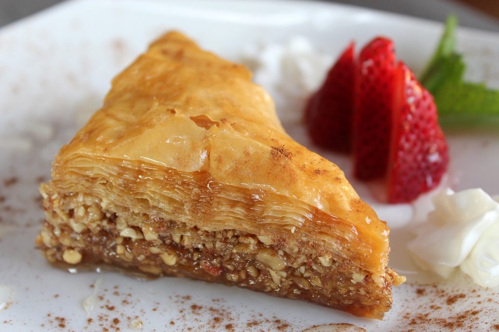 Baklava with flaky phyllo dough layers