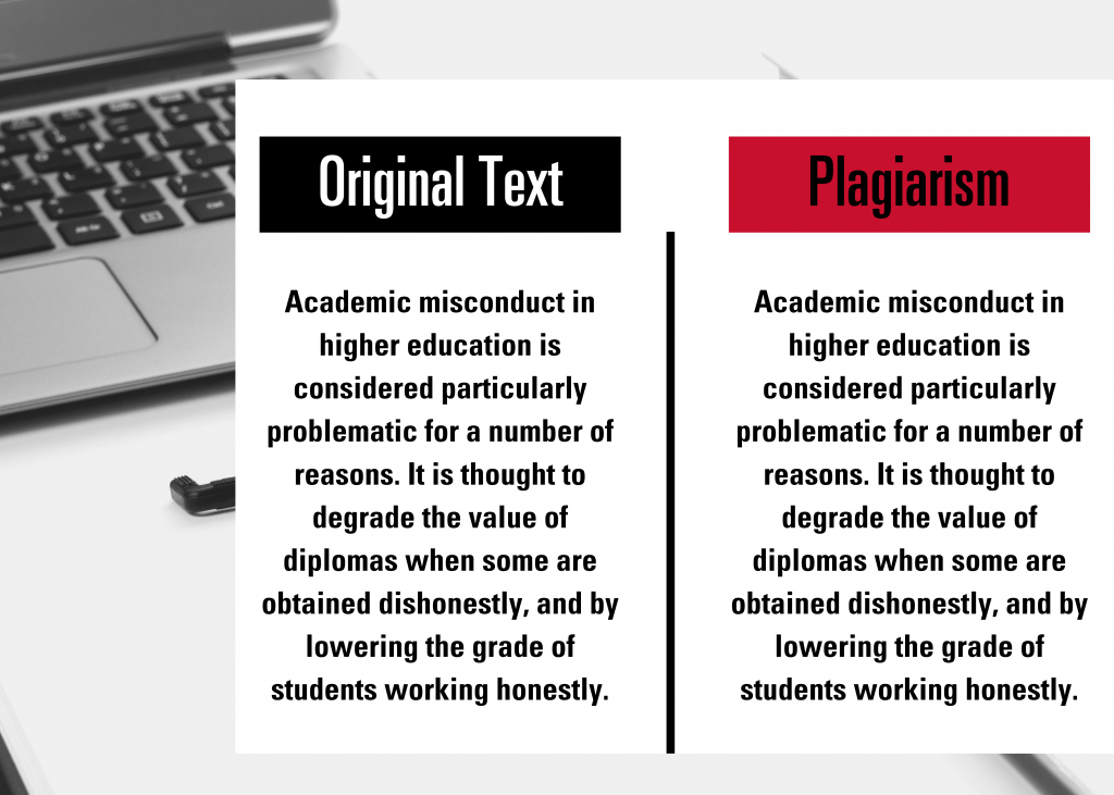 Side by side comparison of original text and comparison. The words are copied completely.