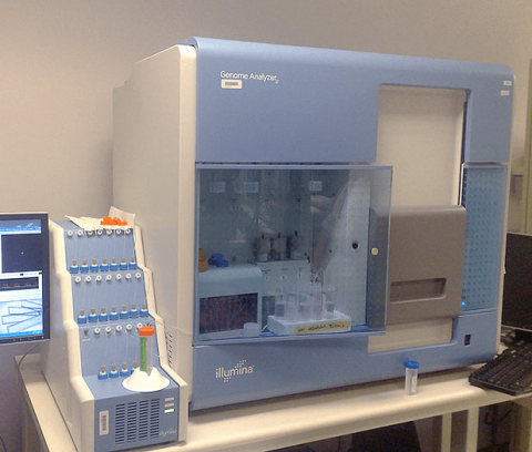 Genome Analyzer, a large boxy machine with a window for viewing.