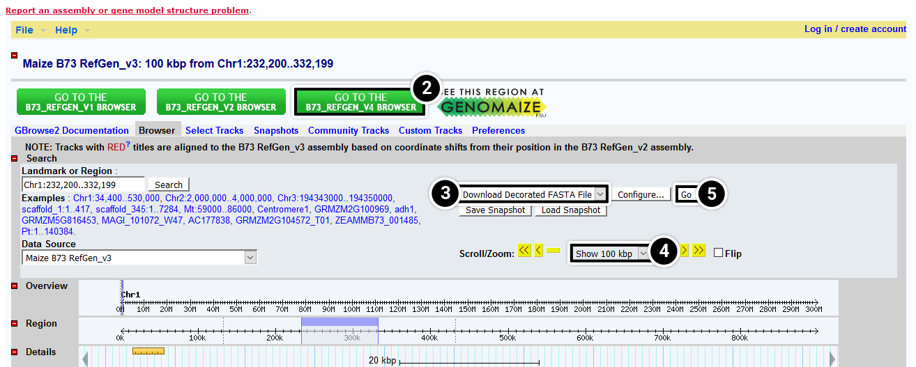 Screenshot of refgen results with several dropdowns highlighted.