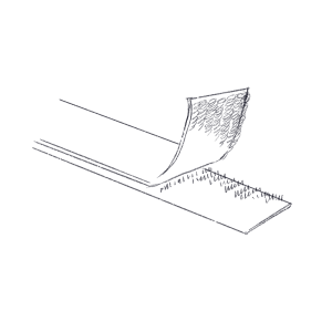A simple pencil illustration of a velcro closure, two pieces of fabric which grip onto one another.