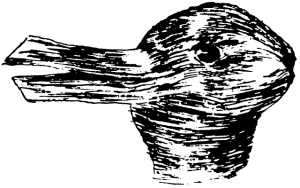 A sketch that can be interpreted as a rabbit or a duck